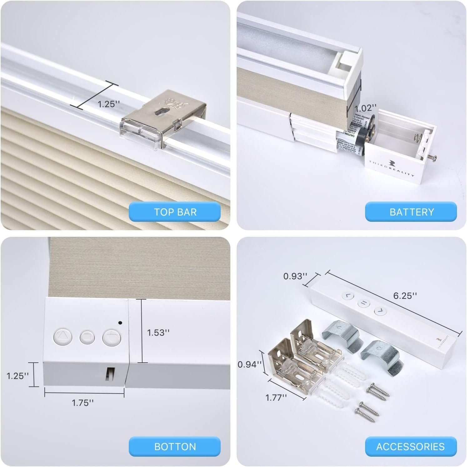 THIRDREALITY ZigBee Smart Blind, Motorized Blackout Window Shades with Remote, Cordless Honeycomb Blinds, Automatic Height Setting, AA Batteries Powered, 27" W x 72" H Beige/White - Image 5