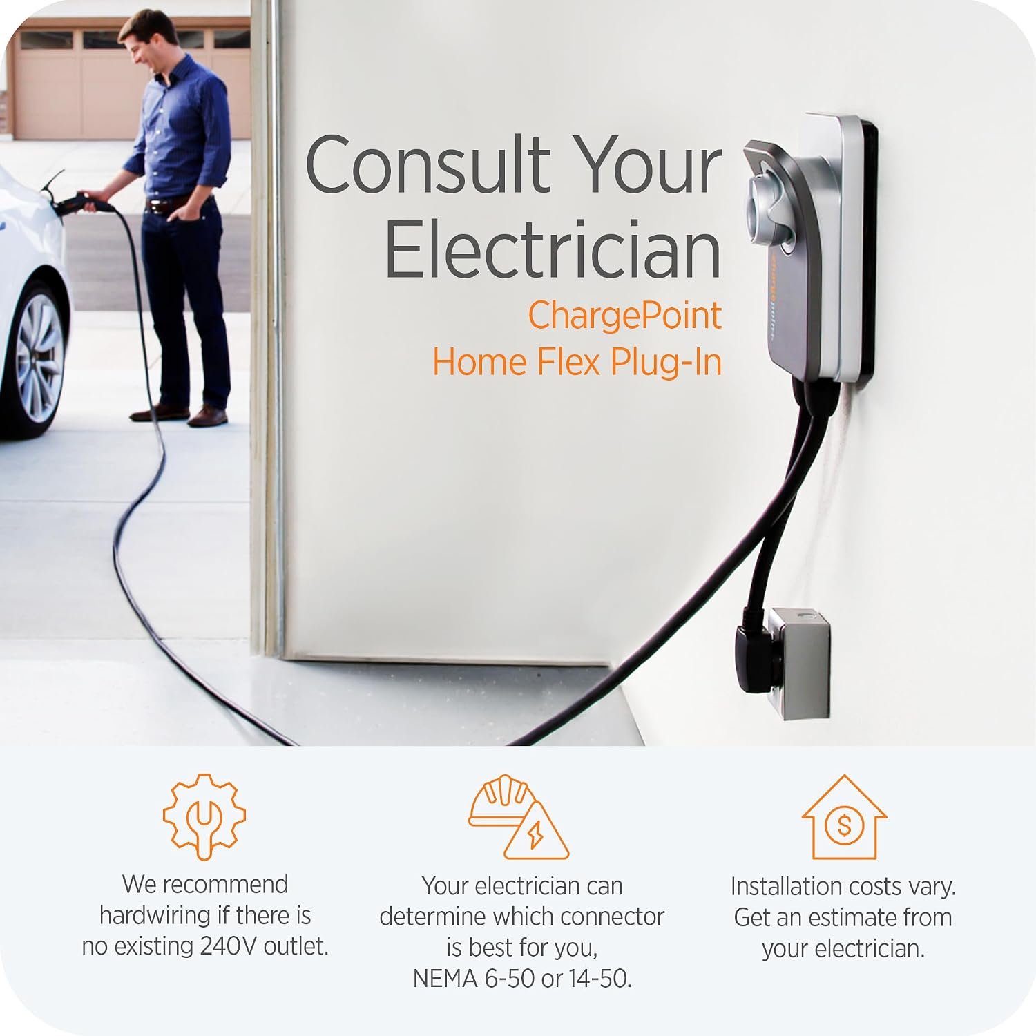 ChargePoint HomeFlex Level 2 EV Charger J1772 - NEMA 14-50 Plug | Fast Smart Battery Power Charging at Home for Electric Automobile Vehicles - for Electric Car - Image 5