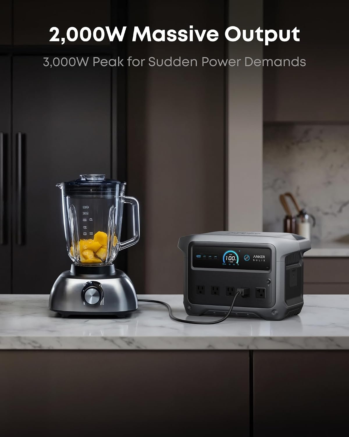 Anker SOLIX C1000 Gen 2 Portable Power Station, 1,024Wh, 2,000W, Camping | 1,024Wh LiFePO4 Battery, Full Charge in 49 Min, 2,000W Solar Generator (Peak 3,000W) for UPS, Outdoor and Emergency Use - Image 3