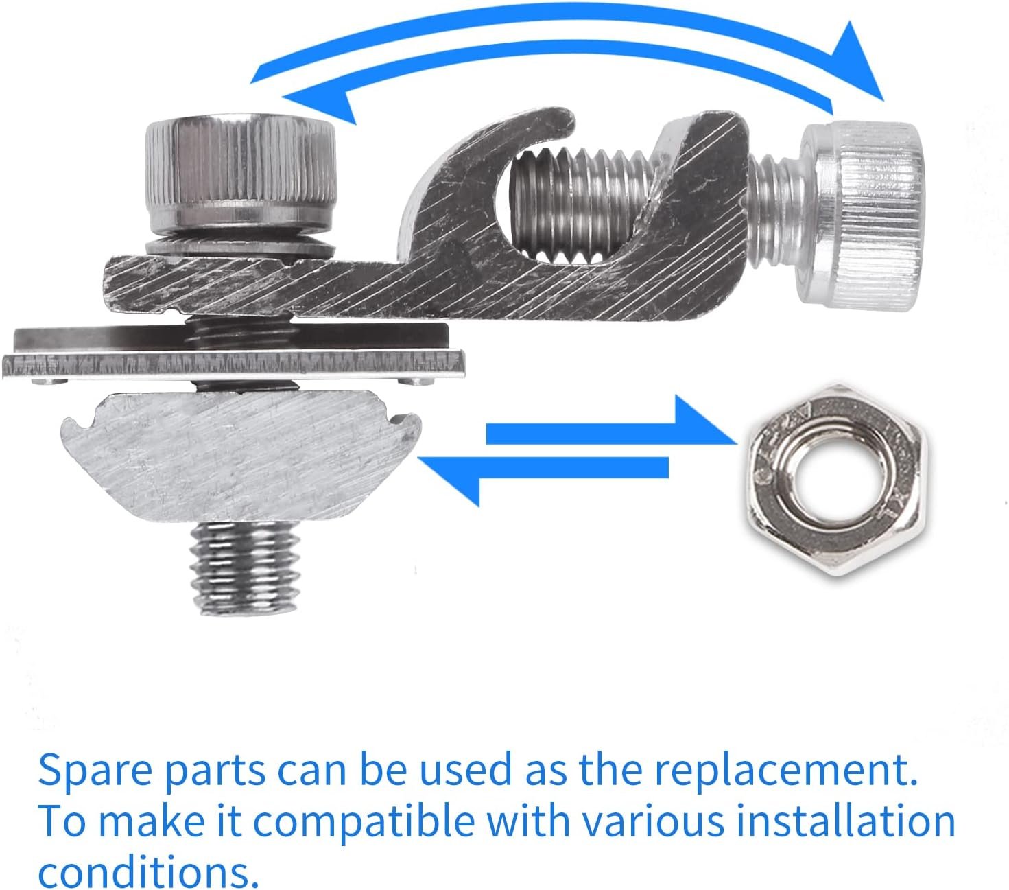 5Sets Solar Panel Grounding Lugs Solar Mounting System Metal Grounding Clips PV Grounding Clip Cable Solar Panel Clamps for Bare Wire and Pipe - Image 2