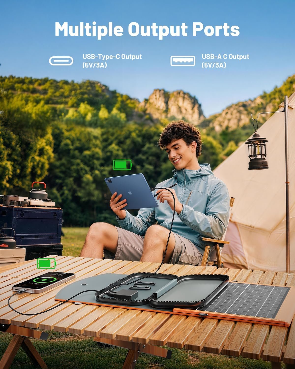 SOLUPUP Solar Panels 30W Portable Foldable Solar Charger with 5V USB-A and USB-C Fast Charging Compatible with iPhone, iPad, Samsung, Power Banks, IPX5 Waterproof Perfect for Camping, Hiking, Outdoor - Image 2