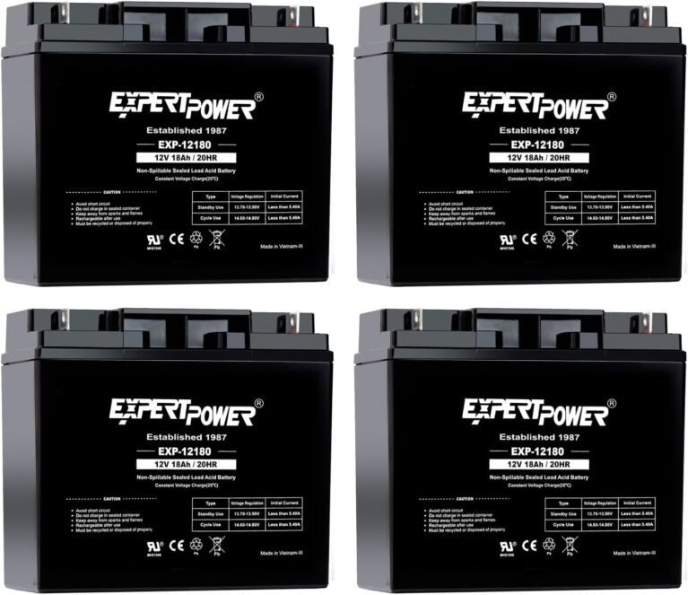 ExpertPower 4 Pack EXP12180 12V 18Ah / 20HR AGM - Rechargeable 12V Battery Sealed Lead Acid Battery, Small 12 Volt Batteries for Alarm Systems, Generator, Wheelchair, Solar Power, UPS Replacement