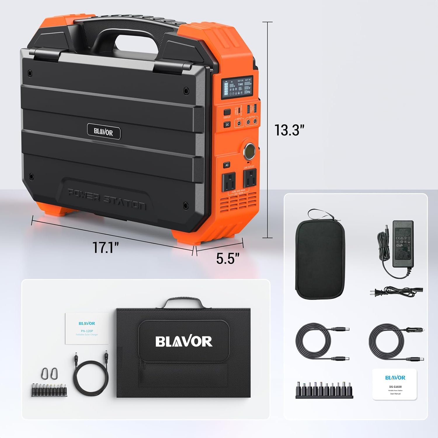 BLAVOR Portable Power Station 1600W (Peak 3200W), Built-in Solar Panel, 1024Wh LiFePO4 Battery, 100W USB-C Fast Charge, Solar Generator for Home Backup, Camping, Power Outages & RV - Image 8