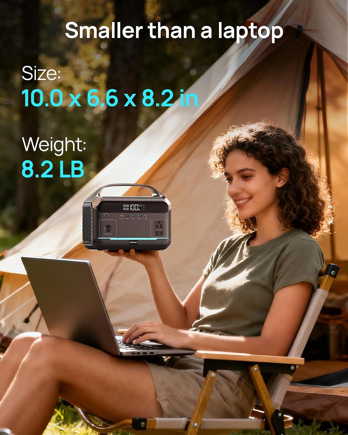 Daran Portable Power Station with 40W Solar Panel Included, 288Wh LiFePO4 Battery, 350W (600W Peak), 7-Port Design, 2.1Hrs Fast Charing Solar Generators for Home, Outdoor Camping - Image 6