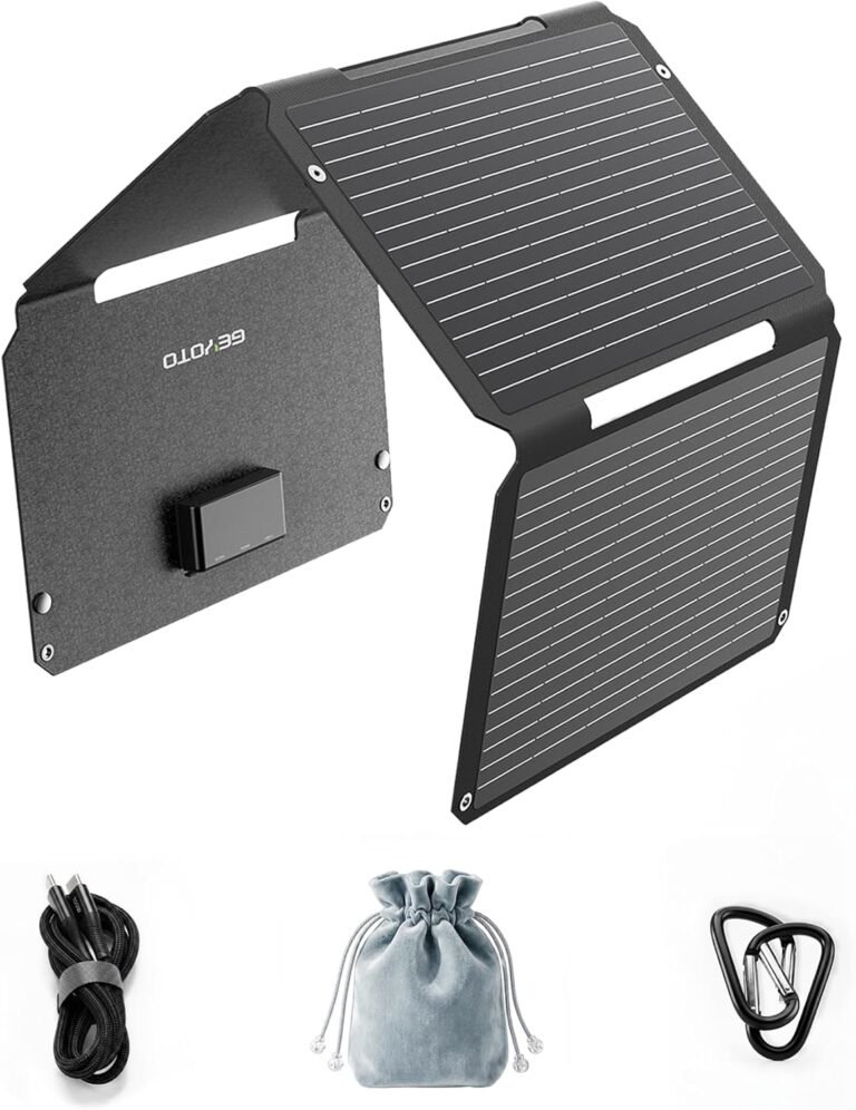 45W Portable Solar Panel Charger, 25.4% Efficiency, Dual USB-C | 25W PD and USB-A outputs charge phones and power banks; 1.7 lb foldable IP68-rated design fits camping and backpacking