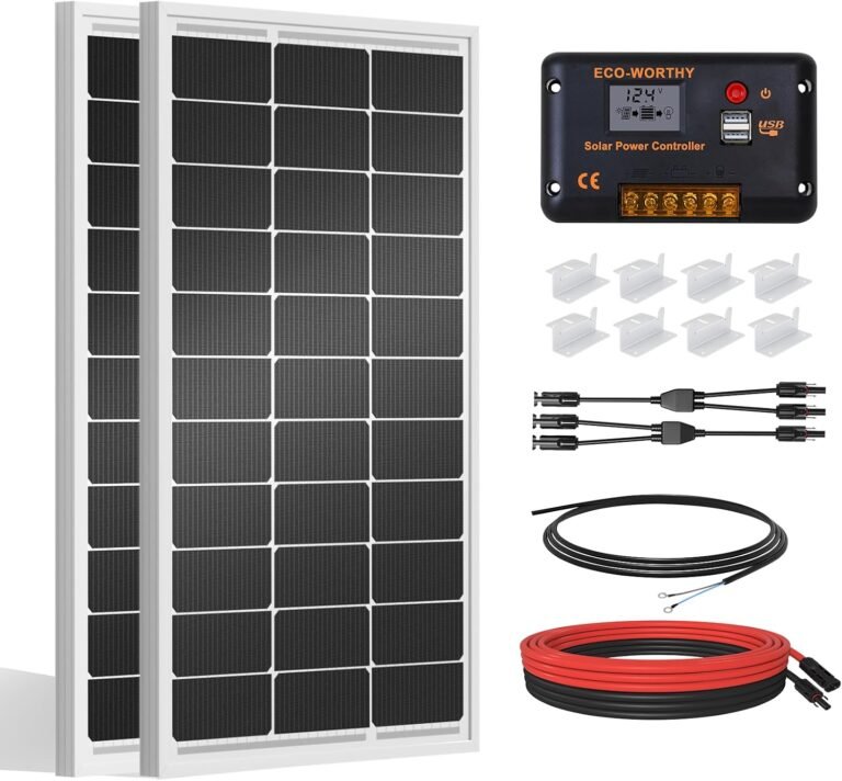 ECO-WORTHY 200 Watts 12 Volt/24 Volt Solar Panel Kit with High Efficiency Monocrystalline Solar Panel and 30A PWM Charge Controller for RV, Camper, Vehicle, Caravan and Other Off Grid Applications | 2pcs 100W N-Type 25% High Efficiency Solar Panel+30A PWM Charge Controller for RV, Camper, Vehicle, Off Grid Applications