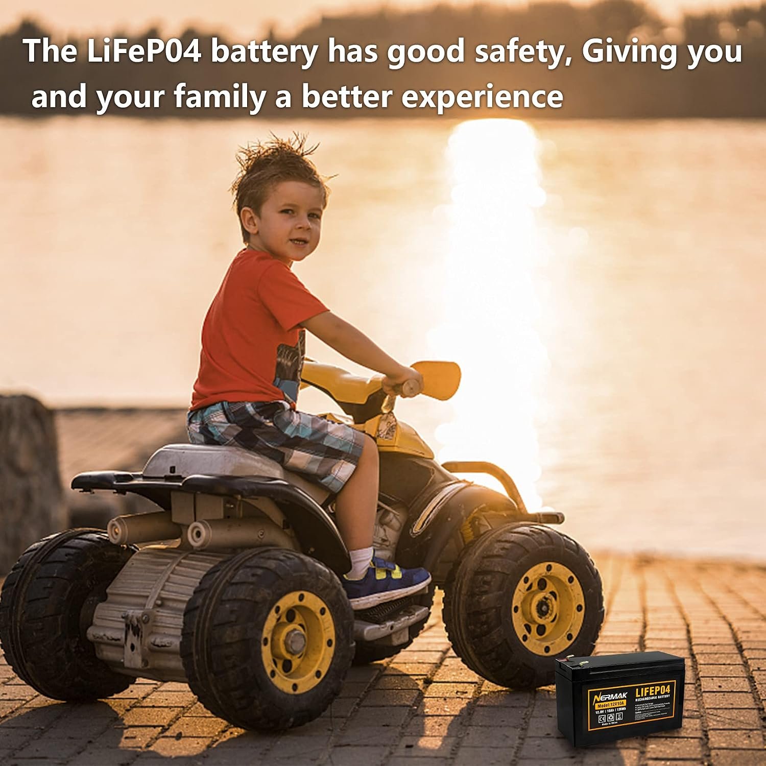 NERMAK 12V 10Ah Lithium LiFePO4 Deep Cycle Battery with 10A BMS,Lightweight | 2000+ Cycles Rechargeable Battery for Solar/Wind Power, Lighting, Power Wheels, Ride-on Toy, Fish Finder and More - Image 5