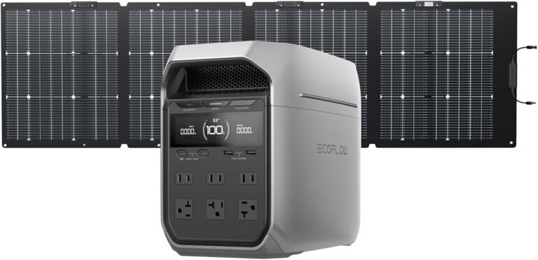 EF ECOFLOW Solar Generator DELTA 3 Plus with 220W Bifacial Panel, 1024Wh | LFP(LiFePO4) Battery, 1800W AC/140W USB-C Output, Portable Power Station for Home Backup Power, Camping & RVs
