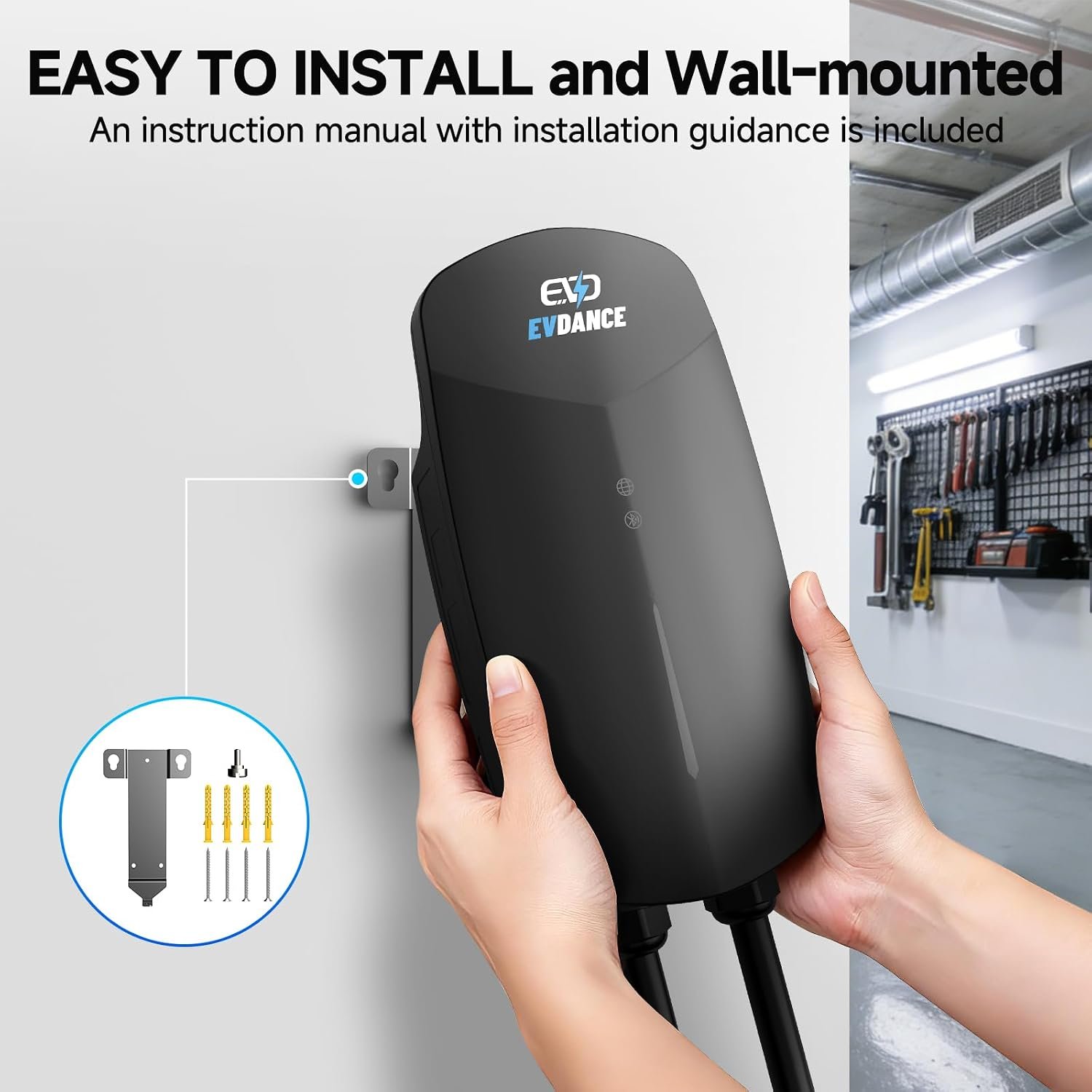 EVDANCE Level 2 EV Charger 40A 9.6kW 240V Smart WiFi Home Charging Station, NEMA 14-50 Plug & 25ft Cable, IP65 Charger for EVs (Tesla with Adapter) - Image 9