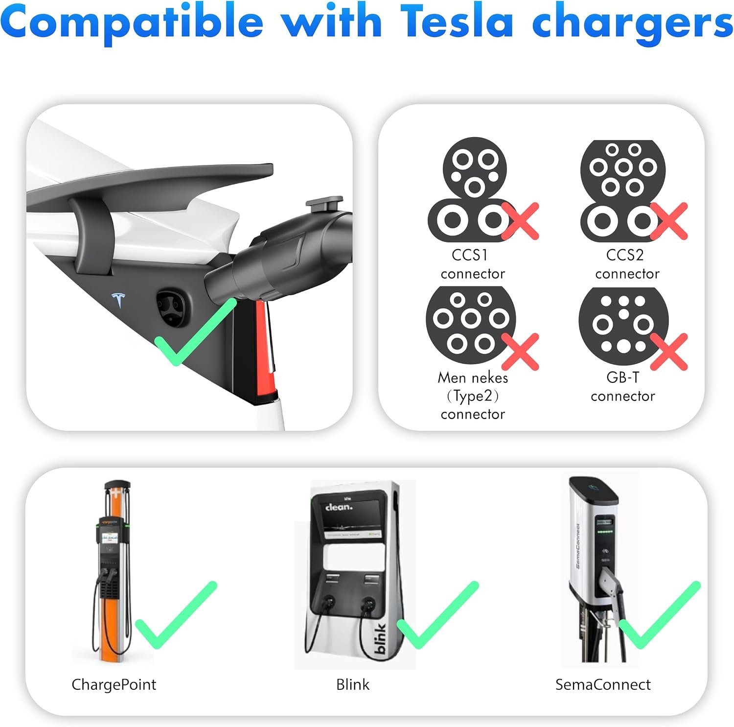 J1772 to Tesla Adapter j1772 EV Charger Adapter for Tesla Model 3, Y, S, X, Cybertruck 80A/250V Quick Level 1 & 2 Charging Access Safety Certified - Image 6