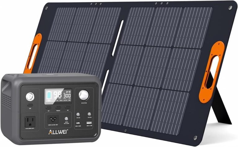 ALLWEI 300W 256Wh Power Station + 100W Solar Panel, LiFePO4 Solar Generator | 600W Surge Peak, Pure Sine Wave AC Outlet, PD 60W Fast Charging, Lightweight for Camping Outdoor, Home Backup Emergency, CPAP