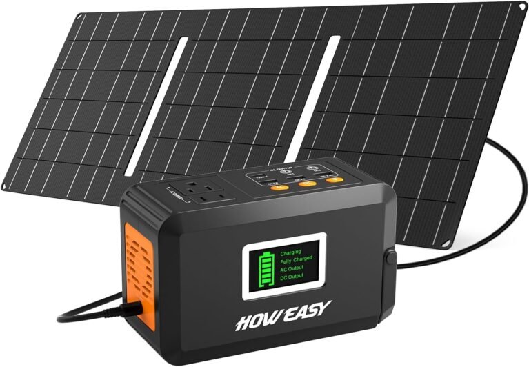 HOWEASY Solar Generator 120W，Portable Power Station with 30W Solar Panel | Power Bank with 110V AC Outlet for Camping, Home, Outdoor Emergency