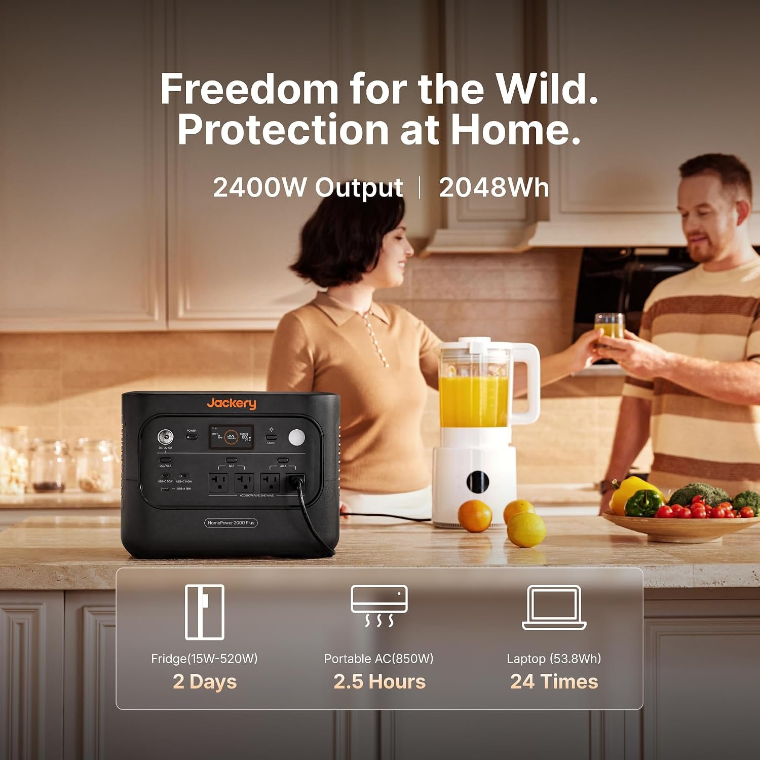 Jackery HomePower 2000 Plus v2 Power Station, 2048Wh, 2400W AC Output | LFP Battery, Expandable to 12kWh, Essential Home Backup for Outages, Emergencies & RV (Solar Panel Optional) - Image 2