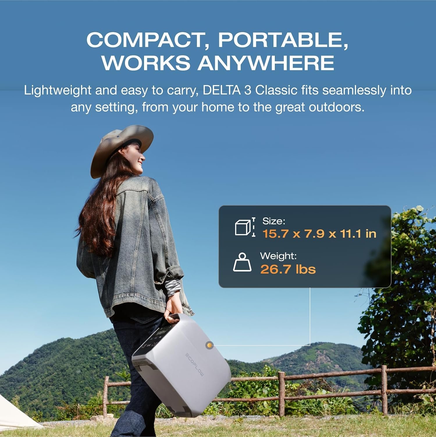 EF ECOFLOW Portable Power Station Delta 3 Classic, 1024Wh 1800W AC | 3600W Surge, 1 Hr Fast Charge, 100W USB-C Output, LiFePO4 Battery, 10ms UPS Solar Generator for Home Backup, Camping & RVs - Image 8