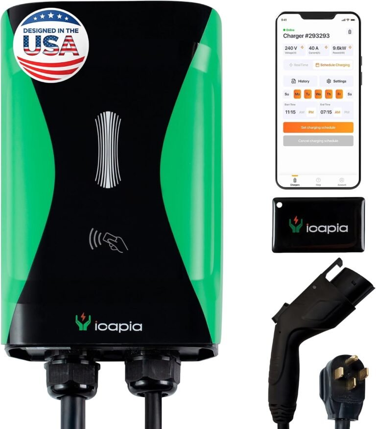 Sapphire Pro Level 2 EV Charger, 240V 40A J1772 NEMA 14-50 Plug, ETL & Energy Star Certified Smart WiFi EV Charging Station for Home, Multi-Family & Workplaces, 25FT Cable, NEMA 4 Weatherproof