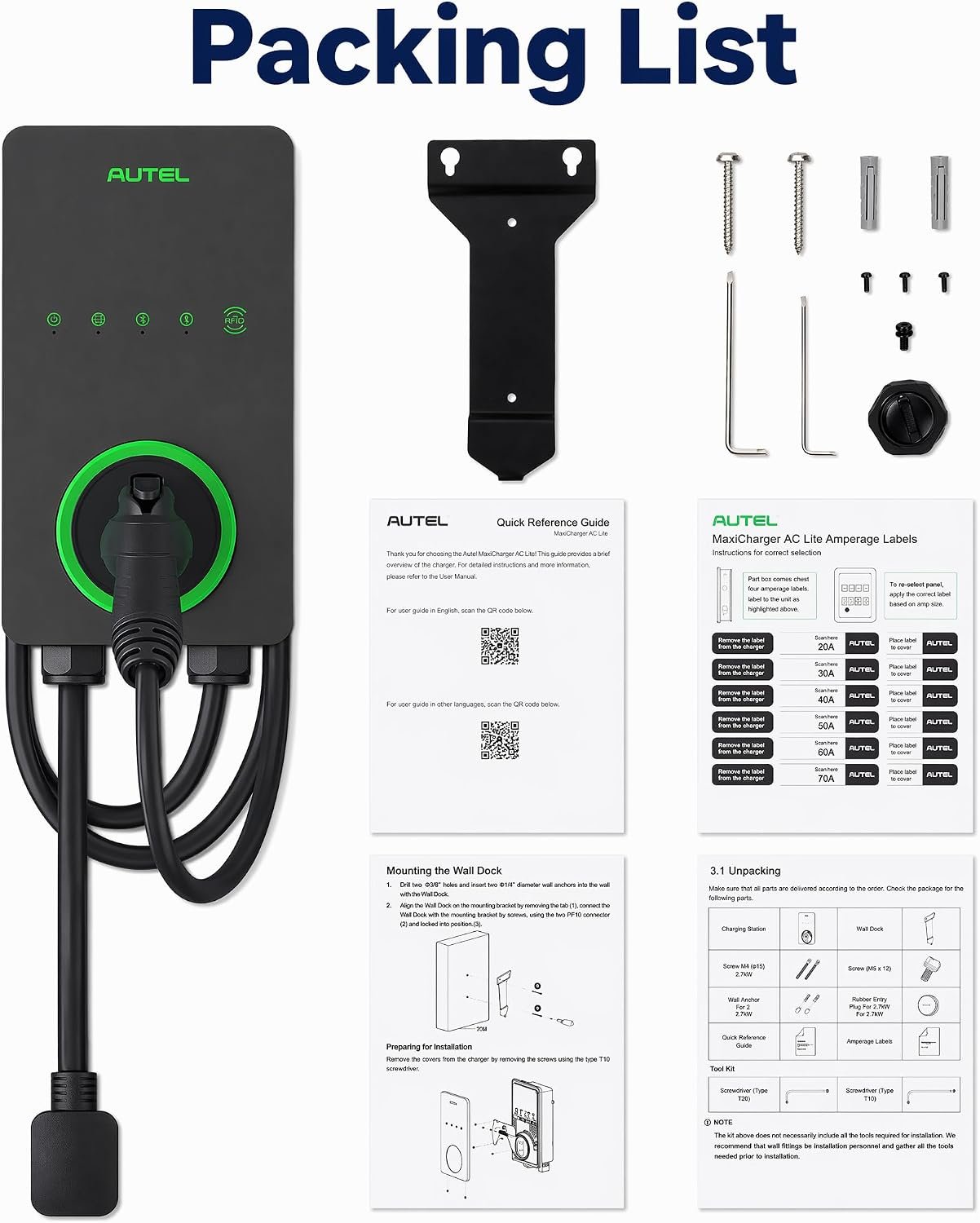 Autel Level 2 EV Charger 40 Amp Home Smart AI Electric Vehicle (EV) Charger, Wi-Fi and Bluetooth Enabled EVSE, with in-Body Holster and 25-Foot Cable NEMA 14-50 Plug(Dark Gray) - Image 8