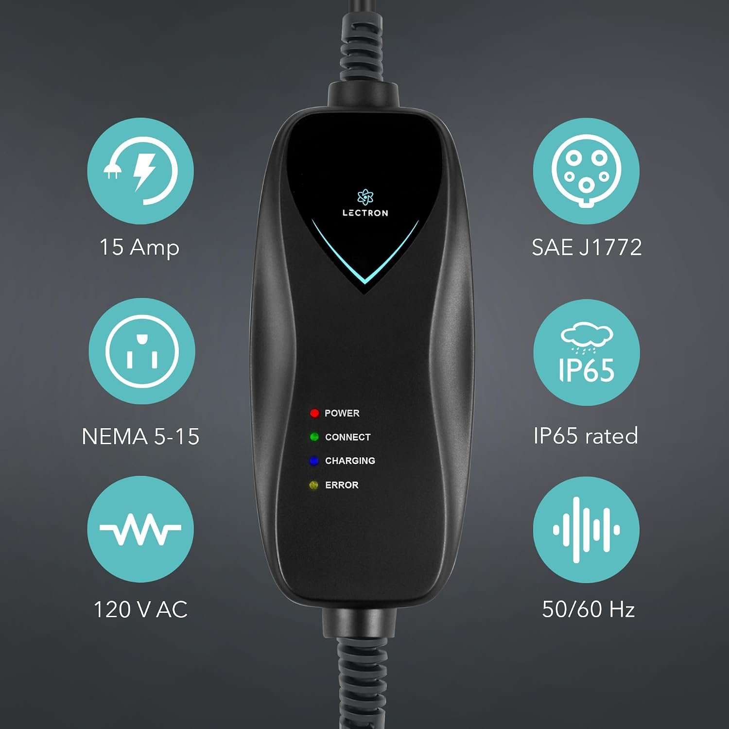 Lectron Level 1 EV Charger - ETL Certified, 110V, 15 Amp, 16 ft Extension Cord & J1772 Cable - Portable Electric Car Charger for J1772 EVs with NEMA 5-15 Plug - Image 7