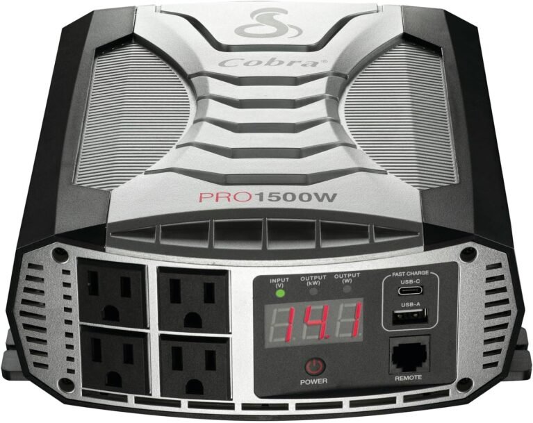 Cobra PRO 1500W Professional Grade Power Inverter, Portable – 1500-Watt Car Charger, 4 Grounded AC Outlets, 2 Fast Charge USB Ports and Remote Controller (CPIALCDG1) Compatible | 1500-Watt Car Charger, 4 Grounded AC Outlets, 2 Fast Charge USB Ports and Remote Controller (CPIALCDG1) Compatible