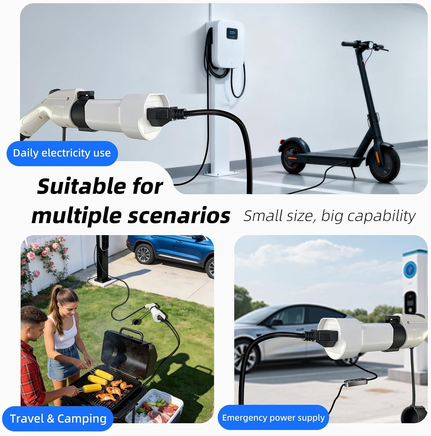 J1772 to NEMA 5-15/5-20 Socket Adapter, Portable EV Charging Station Discharge Converter, J1772 Charger Plug Tap for Charging E-Bikes and Scooters Can Accept AC 100~240V (with Display) - Image 5