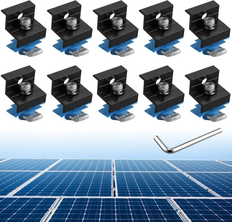 Anbte 10Pcs Solar Panel End Clamps for Standard Unistrut, 30mm/35mm, Black | Aluminum Alloy Solar Panel Brackets with Nuts Bolts, Solar Panel Mounting Kit for Metal Roof, Tin Roof, Flat Roof, Sheet Roof