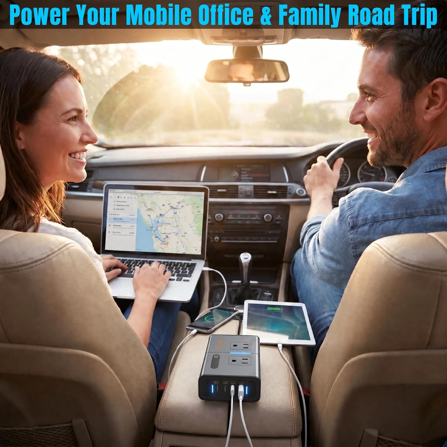 200W 7-in-1 Car Power Inverter DC 12V to 110V AC with Dual PD 36W USB-C & QC 3.0 30W, 2 AC Outlet Car Plug Adapter, LED Voltage Display, Quiet Cooling Fan for Laptop Road Trip Camping - Image 8