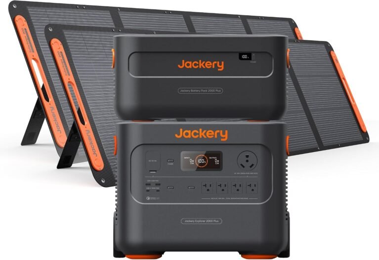 Jackery Explorer 2000 Plus and Extra Battery & 2x200W, 4085Wh, 3000W Output | LiFePO4, 10-Year Lifespan, Expandable to 24kWh, UPS Home Backup, for Camping, RV, Emergency