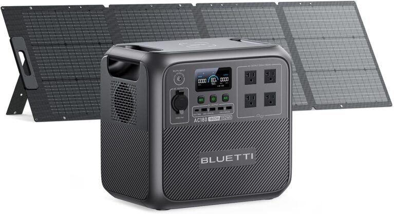 BLUETTI AC180 Solar Generator with 200W Solar Panel Included, 1152Wh 1800W | LFP Battery w/ 4 1800W (2700W Peak) AC Outlets, 0-80% in 45Min, Portable Power Station for Camping, Off-grid, Power Outage