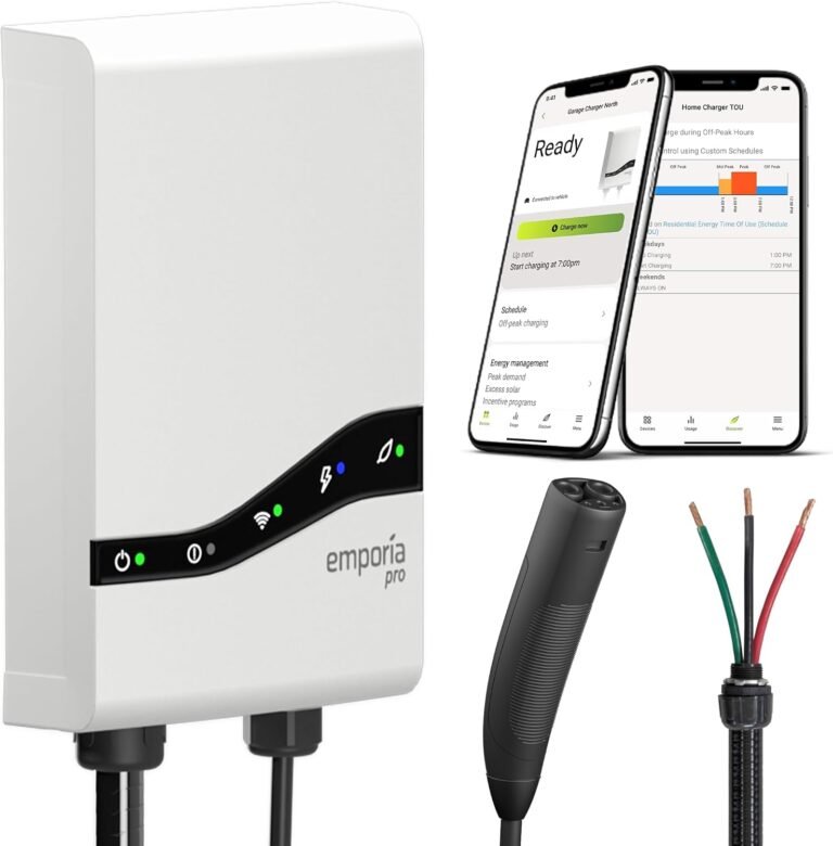 EMPORIA Pro Level 2 EV Charger with PowerSmart, Compatible with Tesla/NACS Vehicles - 48 amp Fast EV Charger for Home - 240v Electric Vehicle Charging Station - 25' Charging Cable