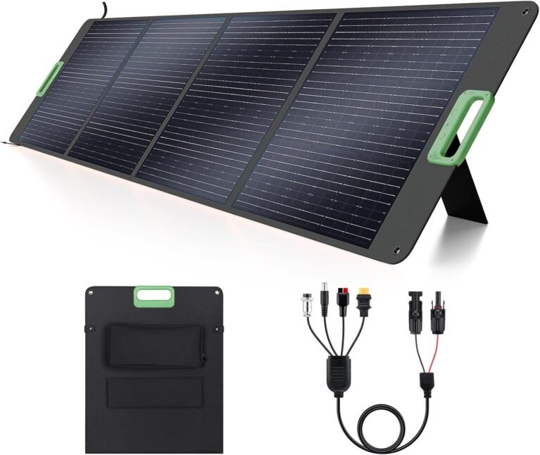 200W Portable Solar Panel 23.5% High Efficiency ETFE Foldable Solar Charger | for Power Station, IP65 Waterproof w/ 4 Kickstands, MC4 XT60 Anderson DC 4-in-1 Output for RV Camping Outdoor Emergency