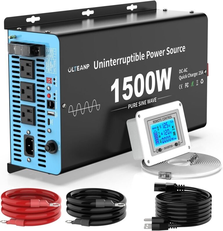 1500W Sump Pump Battery Backup System, Pure Sine Wave Inverter Charger with 25A Fast Charging, Auto Transfer Switch for Basement Flood Protection During Outages, LCD Remote, 12V Deep Cycle Compatible