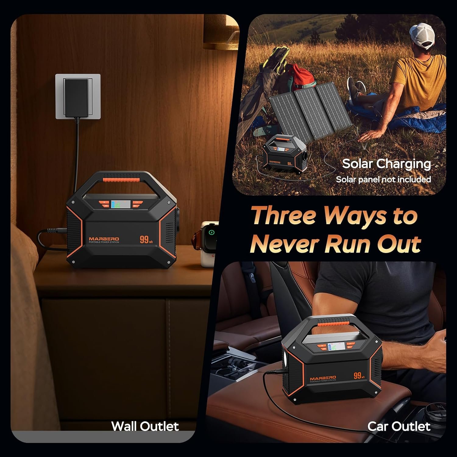 MARBERO 155Wh Solar Generator with Solar Panel Included 30W Solar Panel Kit | Solar Powered Generator 150W Surge Portable Power Station with Solar Panel for Camping Home Emergency Blackout Outdoor Hiking - Image 8