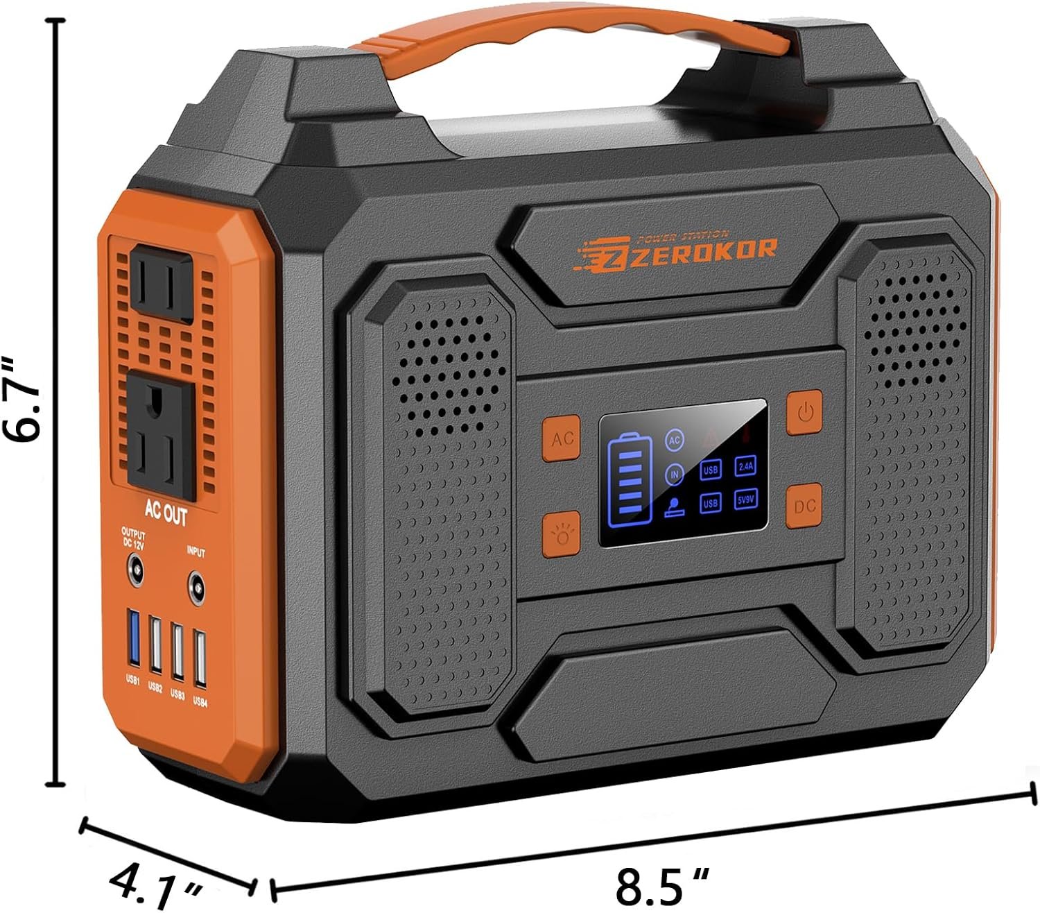 Portable Solar Generator 300W Portable Power Station with 60W Solar Panel | 110V Pure Sine Wave 280Wh Battery Solar Power Pack with USB QC3.0 DC AC Outlet for Camping Smart Device RV Van Outdoor-Orange - Image 5