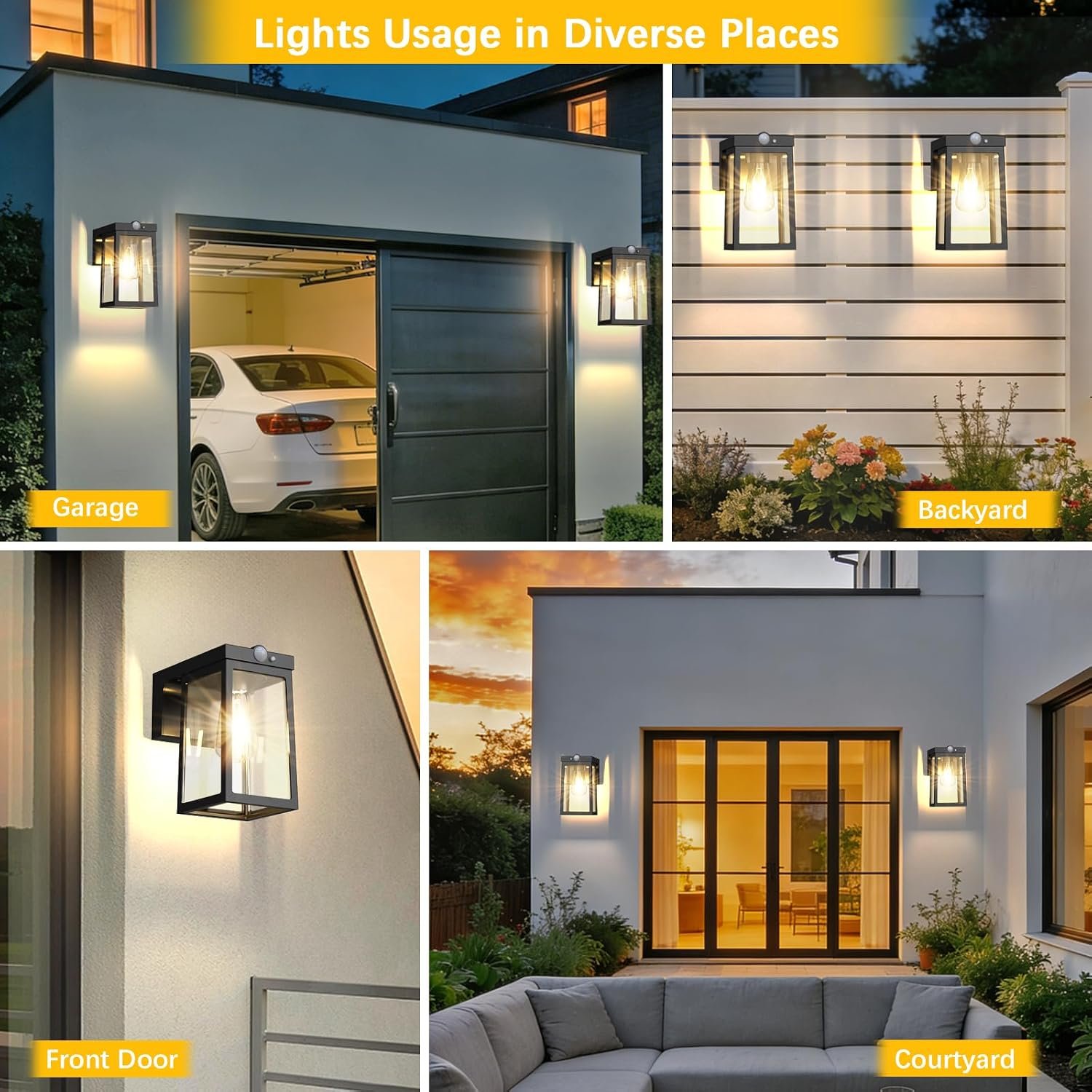 Greluna Solar Motion Sensor Lights, Solar Lights with 2 Modes & Waterproof, Dusk to Dawn Glass Outdoor Wall Lights for Entryway Exterior Front Porch Patio Fence Lantern (2 Pack) - Image 7