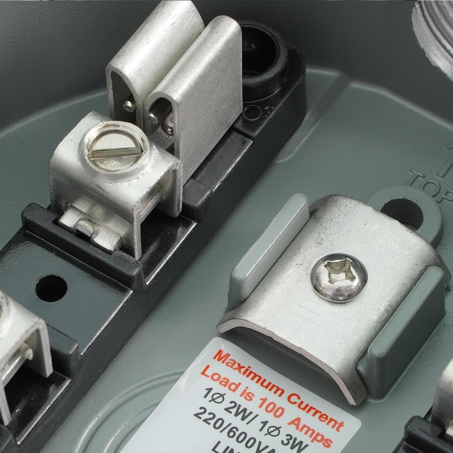 Round 100 Amp Meter Socket | 4 Jaw Meter Base, ANSI C12.7, 240V 3-Wire Ring Type with Horn Bypass, Overhead/Underground Feed for Residential & RV - Image 6