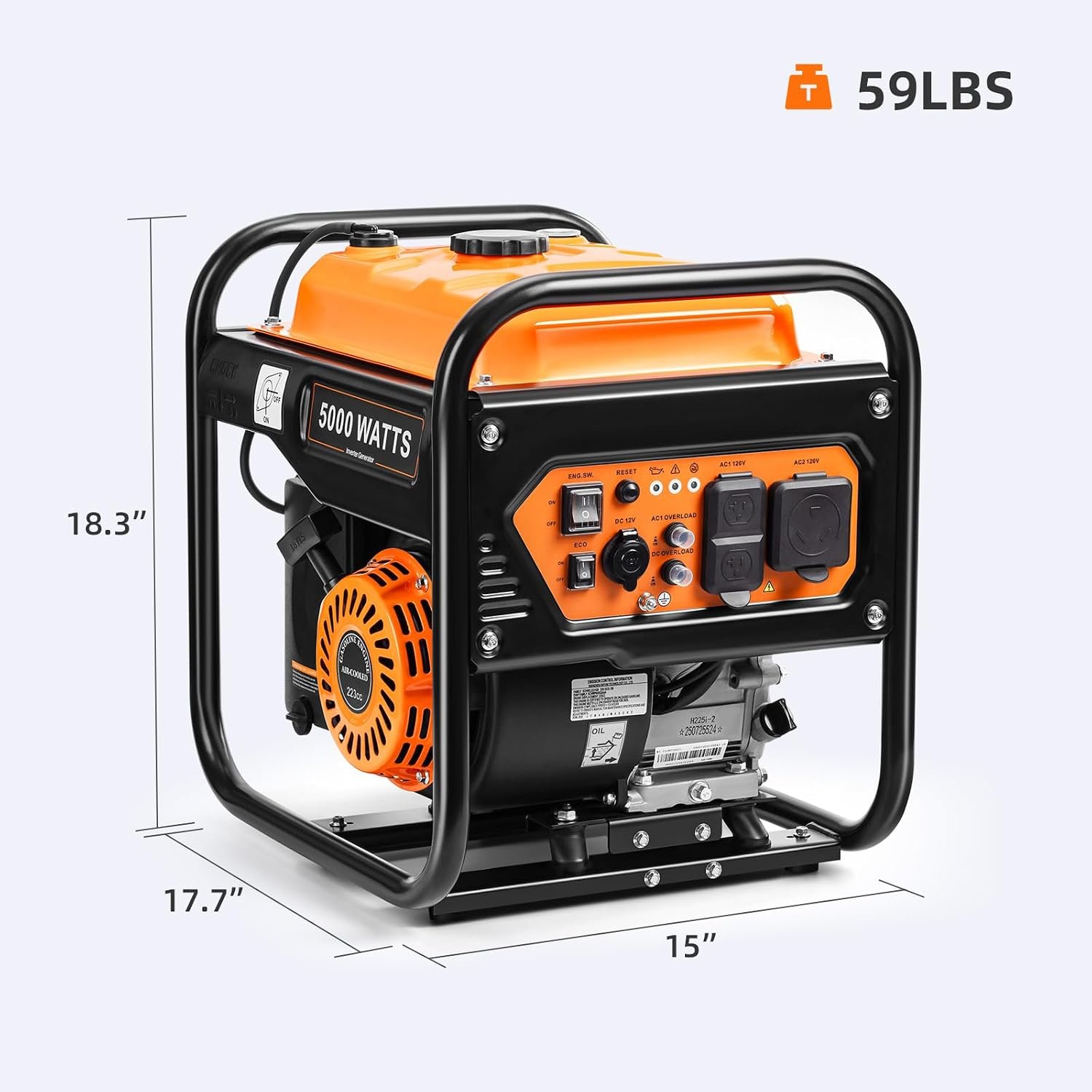 Oxseryn 5000-Watts Portable Inverter Generator, Gas Generator for Home Backup, 30A Outlet, RV Ready, ECO Mode, 60Lbs, EPA Compliment - Image 9