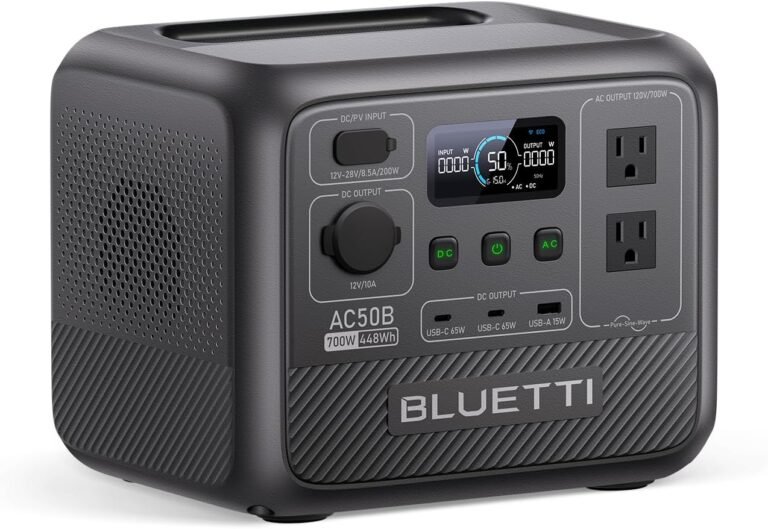 BLUETTI AC50B Portable Power Station 448Wh 700W LFP Battery Solar Generator | Power Lifting 1000W, 45 Min 0-80% Fast Charging, Emergency Backup Power for Blackout, Camping, Outage and Road Trip