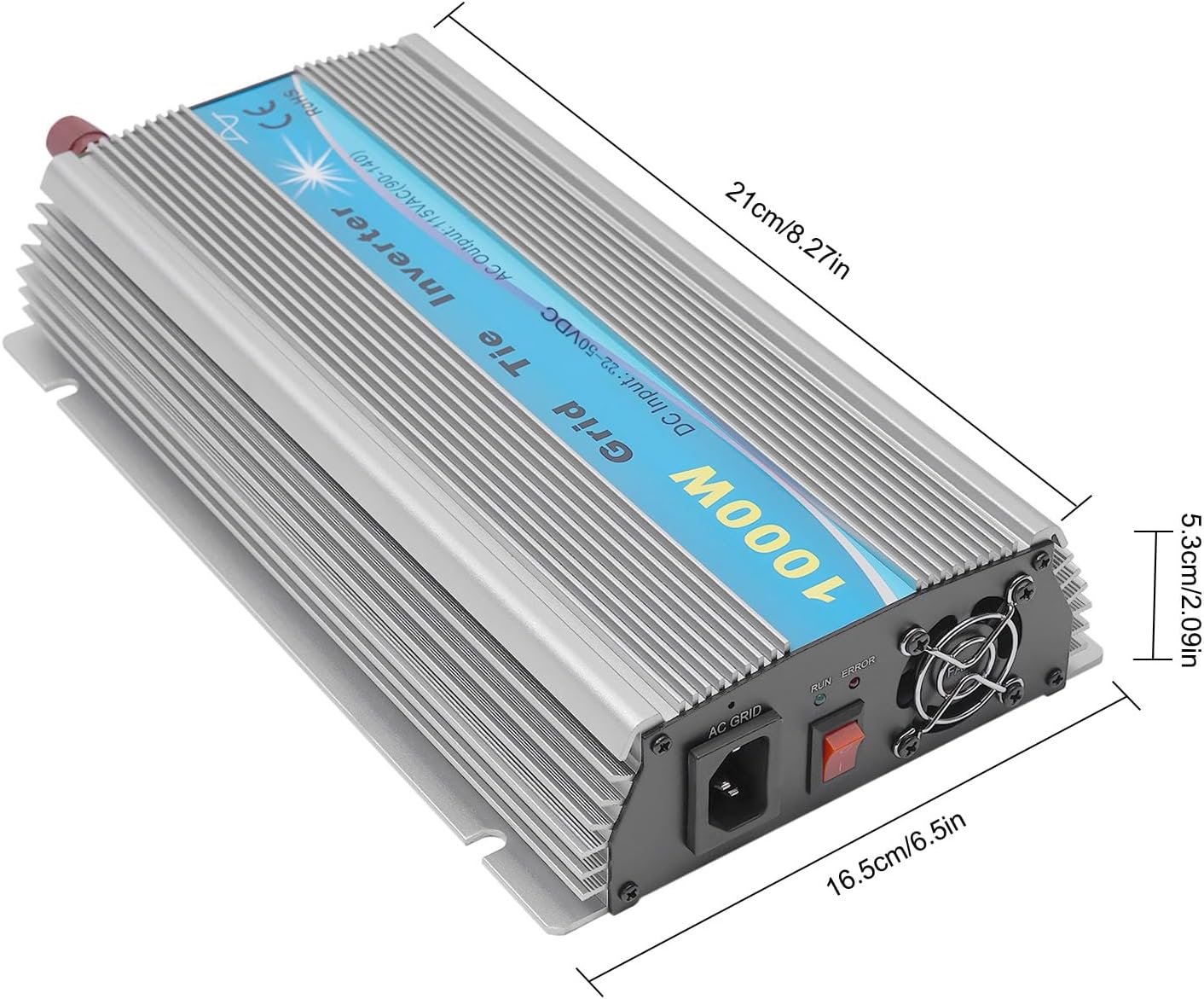 1000W Solar Grid Tie Inverter, MPPT Pure Sine Wave, Solar Powered Reversing Converter, High Efficiency, 22-50VDC Input AC90-140V Output for 36V Solar Panel/Battery - Image 2