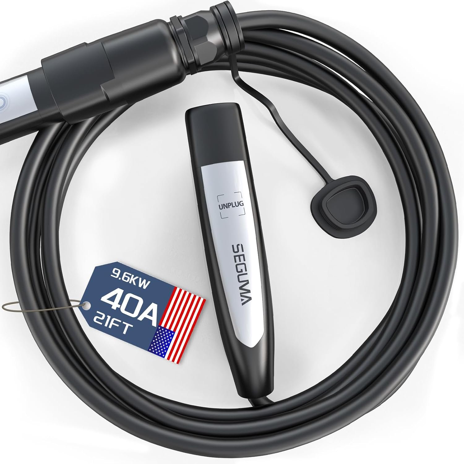 SEGUMA NACS Tesla Extension Cable, Up to 40A 21FT EV Charger Extension Cord | 12KW NACS Extension Cord Compatible w Level 1/2 Tesla Charger, Tesla Wall/Destination Connector(not for Tesla Superchargers) - Image 9