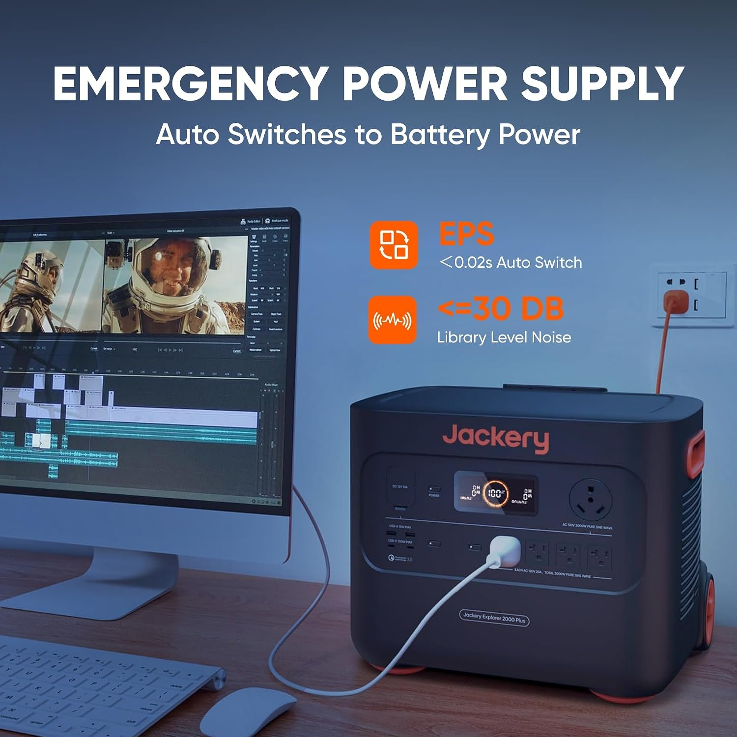 Jackery Explorer 2000 Plus and Extra Battery & 2x200W, 4085Wh, 3000W Output | LiFePO4, 10-Year Lifespan, Expandable to 24kWh, UPS Home Backup, for Camping, RV, Emergency - Image 5