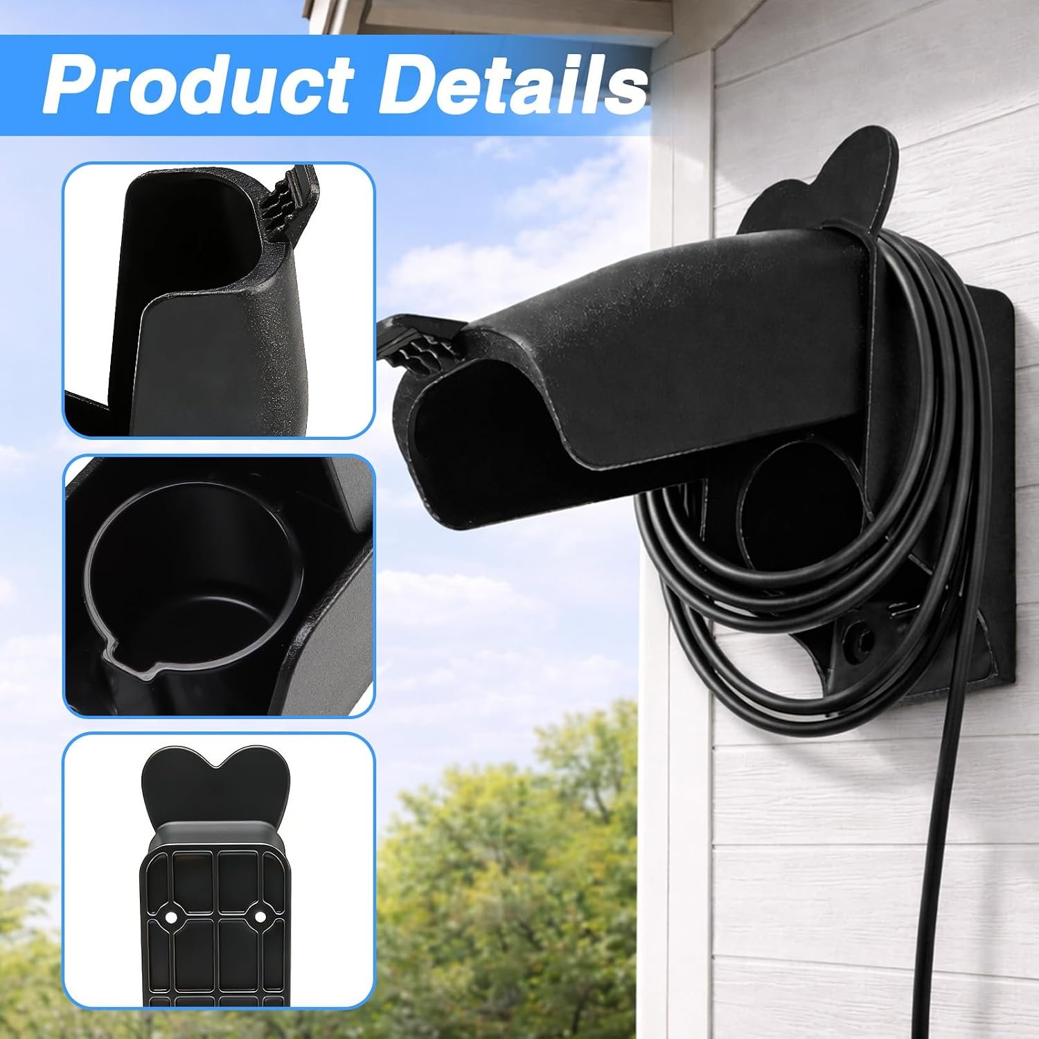 EV Charger Holster Dock, EV Charger Holder Wall Mount Kit Compatible with SAE J1772 Connector, EV Charger Cable Holder for Electric Vehicles - Image 7