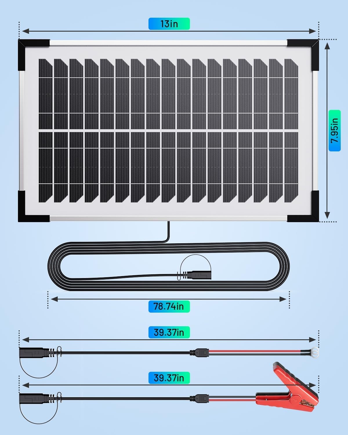 7.5W Solar Battery Maintainer & Trickle Charger, 12V Waterproof Panel with IP68 Smart Controller, Overcharge & Reverse Protection for Car, Automobile, Boat, RV, Motorcycle, Marine, Trailer - Image 9