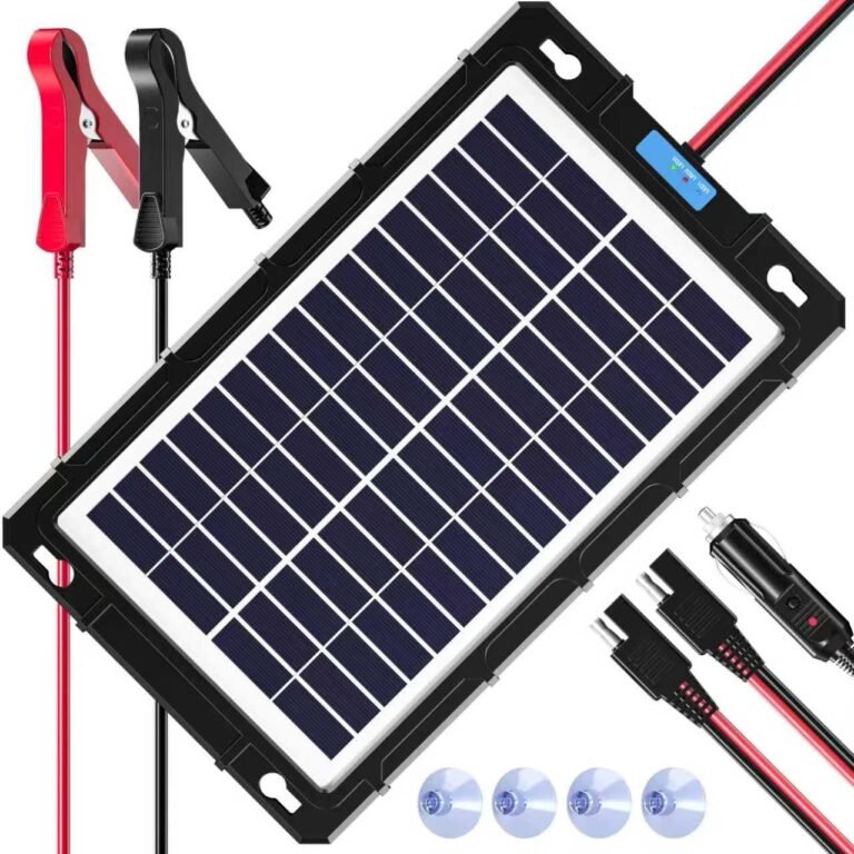 Rhorawill 8W 12V Solar Battery Charger & Maintainer, Waterproof Solar Panel | Trickle Charging Kit Built-in Charge Controller, Solar Trickle Charger for Car Boat RV Motorcycle Trailer Automotive, etc.