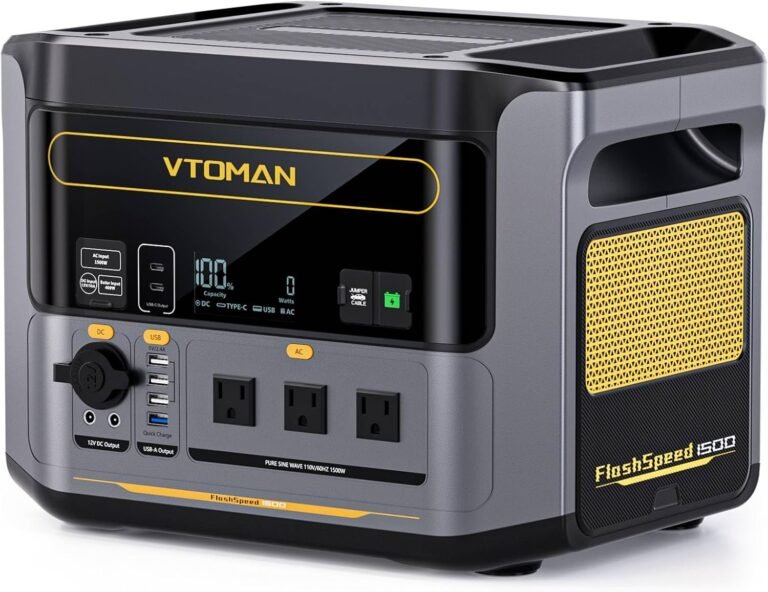 VTOMAN FlashSpeed 1500 Solar Generator, 1548Wh LiFePO4, 3000W peak ouput | Recharge 0-100% in 1H, UPS