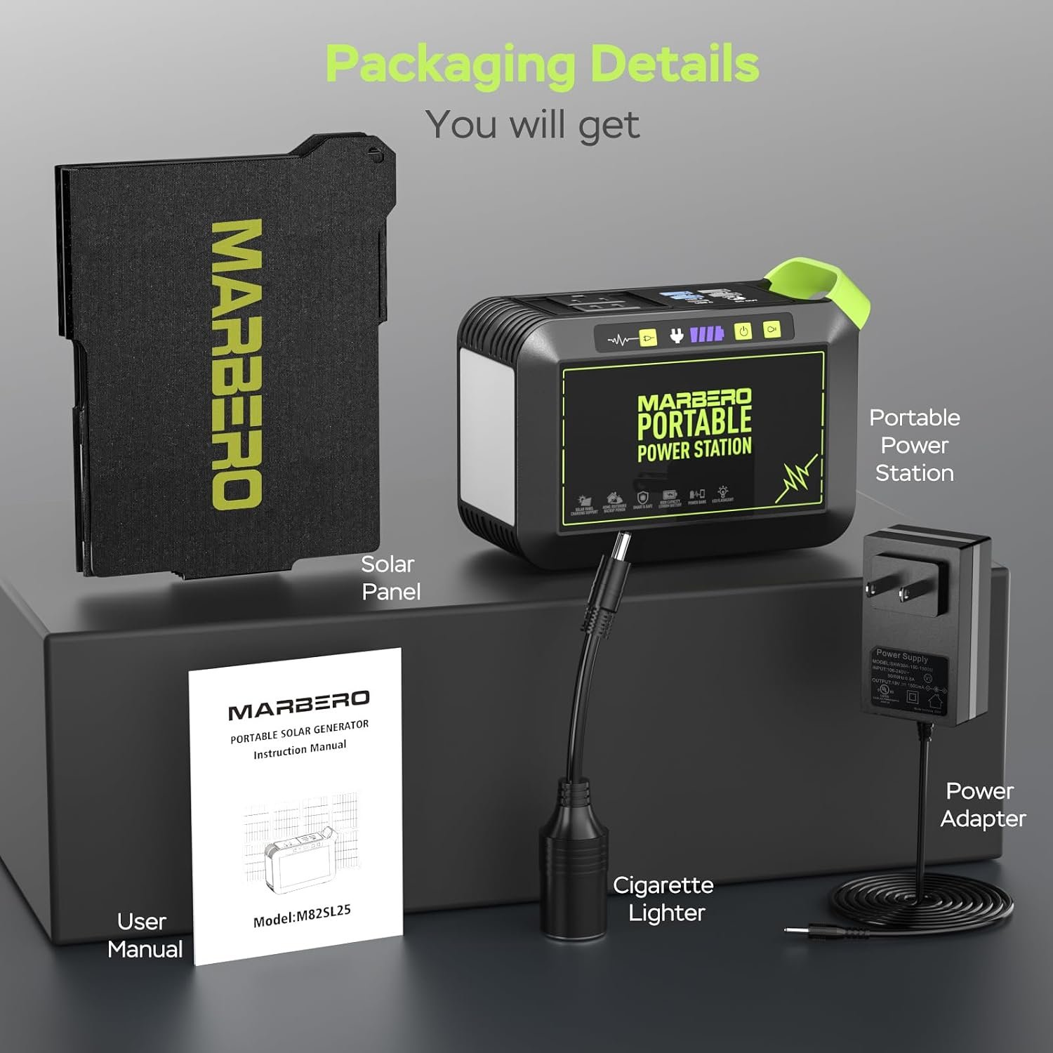 MARBERO Solar Powered Generator 88Wh, 120W Surge with 25W Solar Panel Kit | Solar Generator with Panels Included Portable Power Station with AC Outlet 110V for Camping Outdoor Home Backup Emergency RVs - Image 9