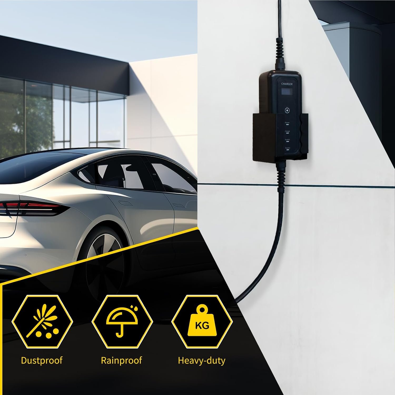EV Charger Holder Wall Mount Kit EV Charger Holster Dock for SAE J1772 Connector, J-Hook EV Charger Cable Holder & EV Charging Box Holder for Electric Vehicles Outdoor/Indoor - Image 3