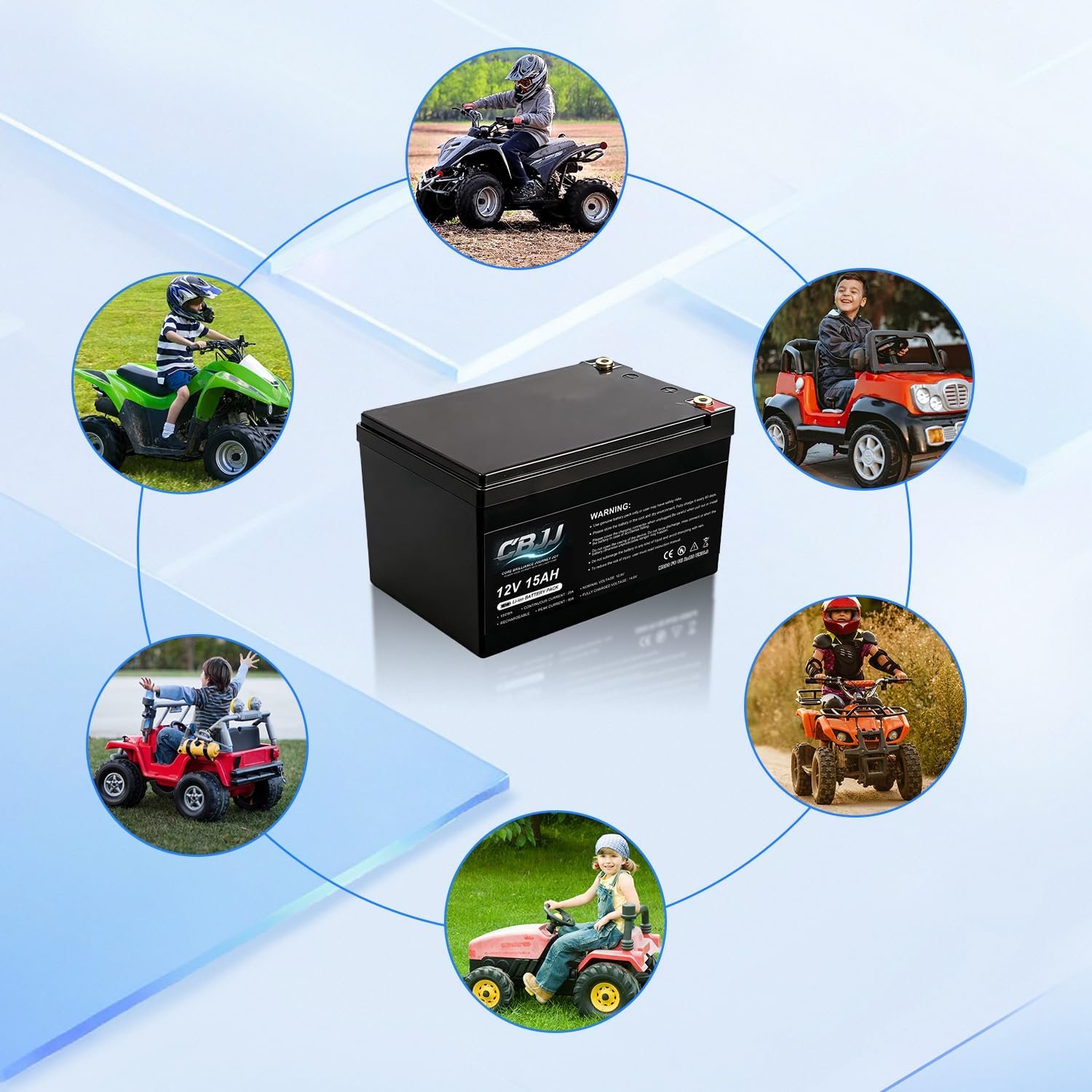 12V 15Ah LiFePO4 Battery Deep Cycle with Charger, 3000+ Cycle Rechargeable Phosphate Battery 256Wh for Solar, Fish Finder, Power Wheels, Lighting, Off-Grid Applications with 50A BMS - Image 3