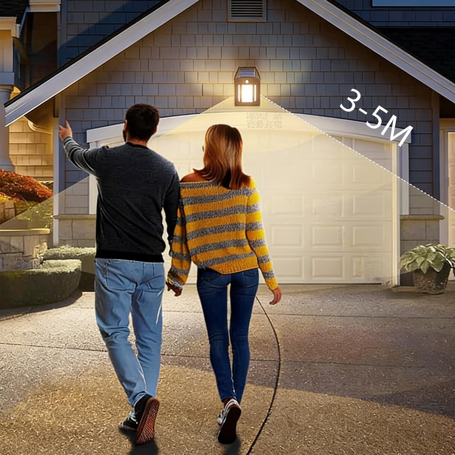 4 Pack Solar Wall Lights Outdoor with Motion Sensor, Vintage Solar Wall Lanterns, Dusk to Dawn IP65 Waterproof Solar Lights for Porch Patio Garage Fence Yard Garden (4, Black) - Image 5