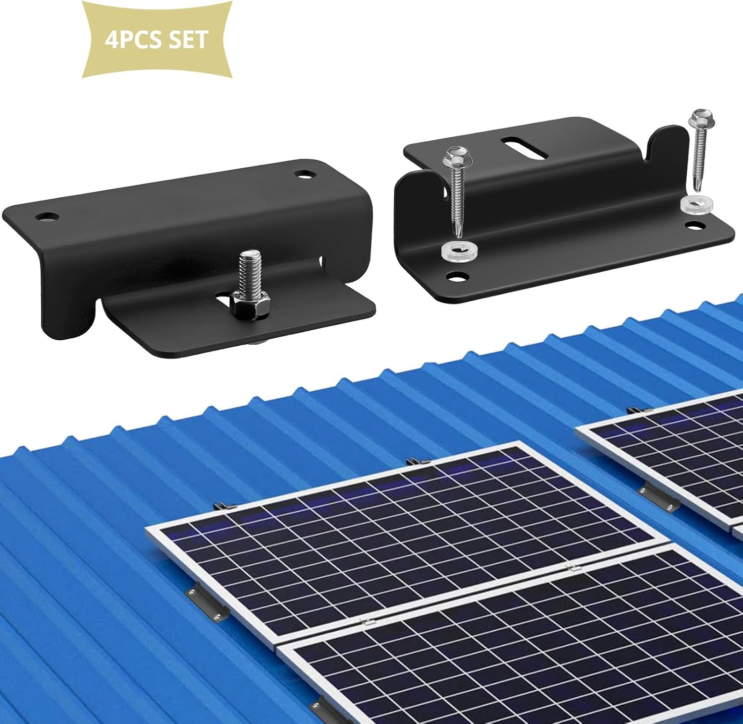 Anbte 4PCS Solar Panel Z Brackets for RV Roof, Solar Mounting Bracket,Black | Aluminum Solar Panel Mounting Brackets, Corrosion-Free, Easy Install, Lightweight, For Roof, RV, Boat, Yacht, Trailers - Image 5