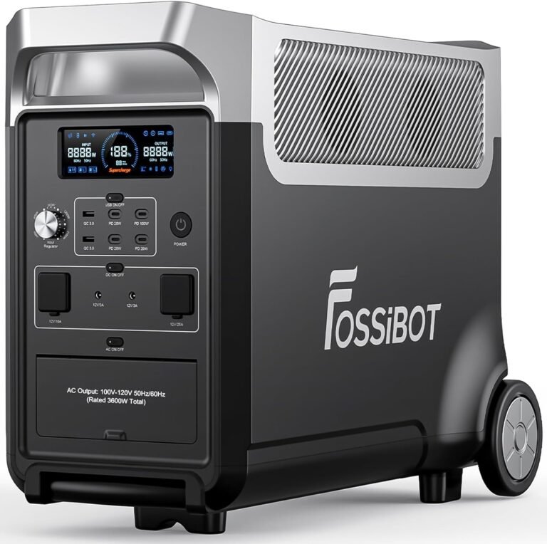 FOSSiBOT F3600 Portable Power Station, 5x120V AC Output 3600W/3840Wh LiFePO4 Battery Expandable to 11520Wh, Electrical Solar Generator for Garage, Home, Off-Grid Living, Camping, RVs