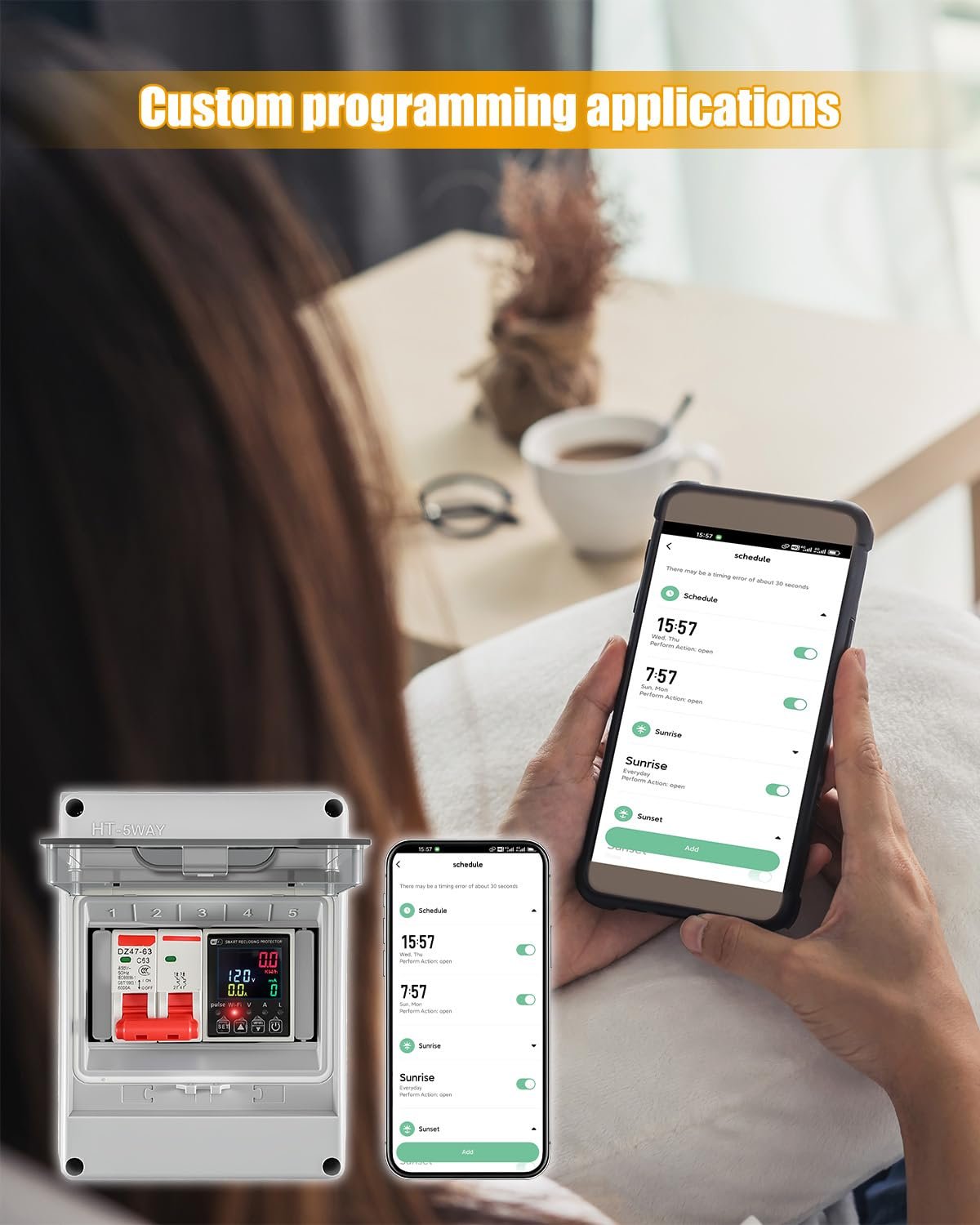 Smart Energy Monitor Box, 63A Circuit Breaker Power Consumption Monitoring | AC100-250V, Overload Protection for Home Electrical Systems with App & Voice Control, Timer Function - Image 6
